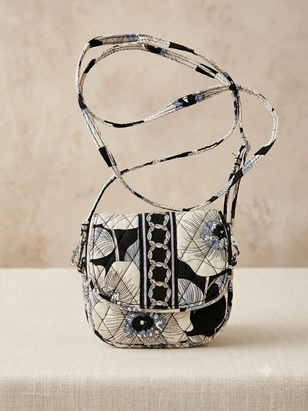 Vera Bradley mini crossbody bag black and gray 
